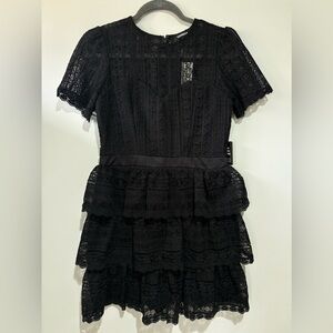 Express Black Tiered Lace Mini Dress
